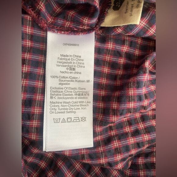 MADEWELL Flutter Sleeve Side Tie Wrap Top Black Red Plaid Women’s Sz Medium NWT - Picture 12 of 13